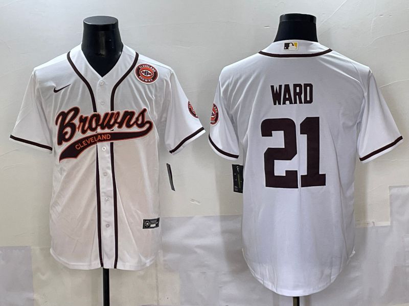 Men 2025 Cleveland Browns #21 Ward White Joint Name Nike Limited NFL Jersey style 5->cleveland browns->NFL Jersey